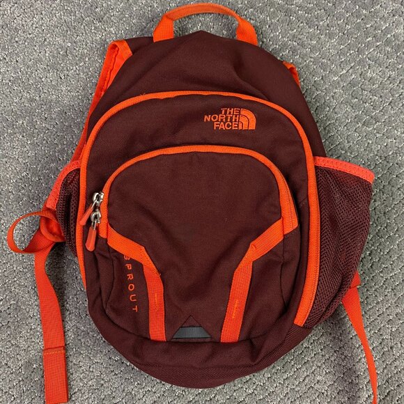 The North Face Backpack Kids Youth Maroon Orange Sprout Mini - Picture 1 of 16